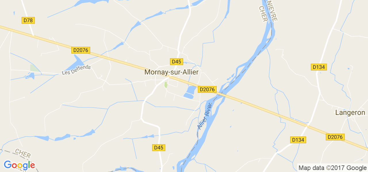 map de la ville de Mornay-sur-Allier