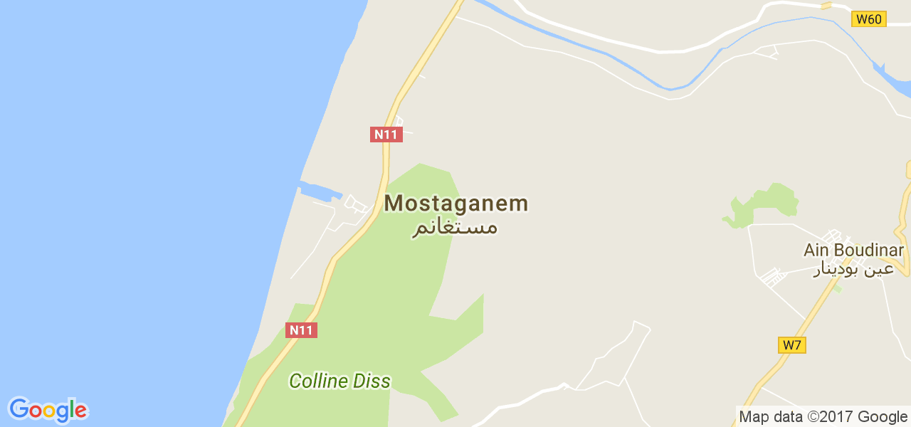 map de la ville de Mostaganem