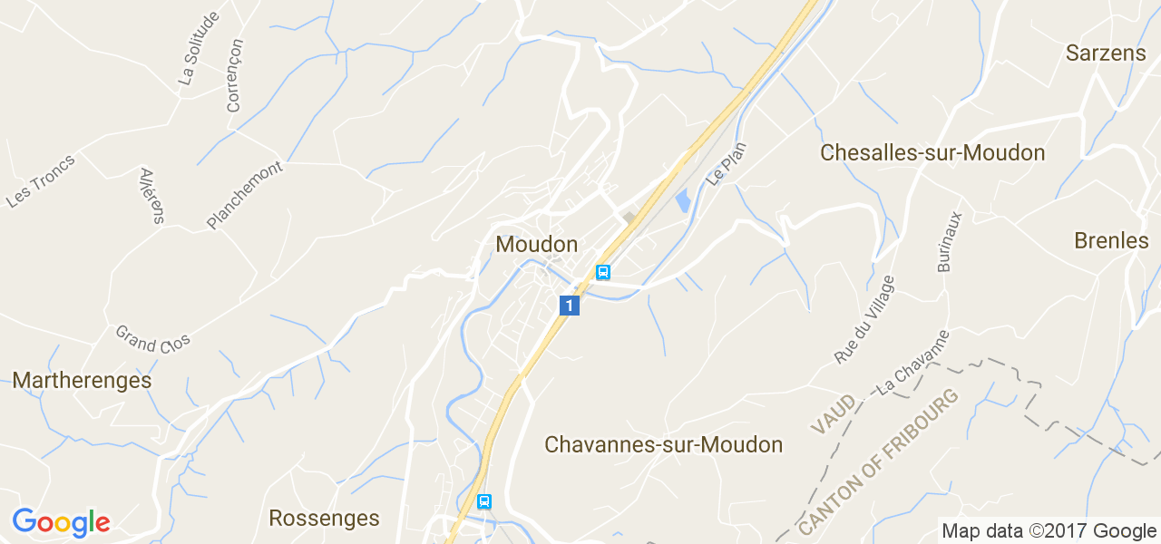 map de la ville de Moudon