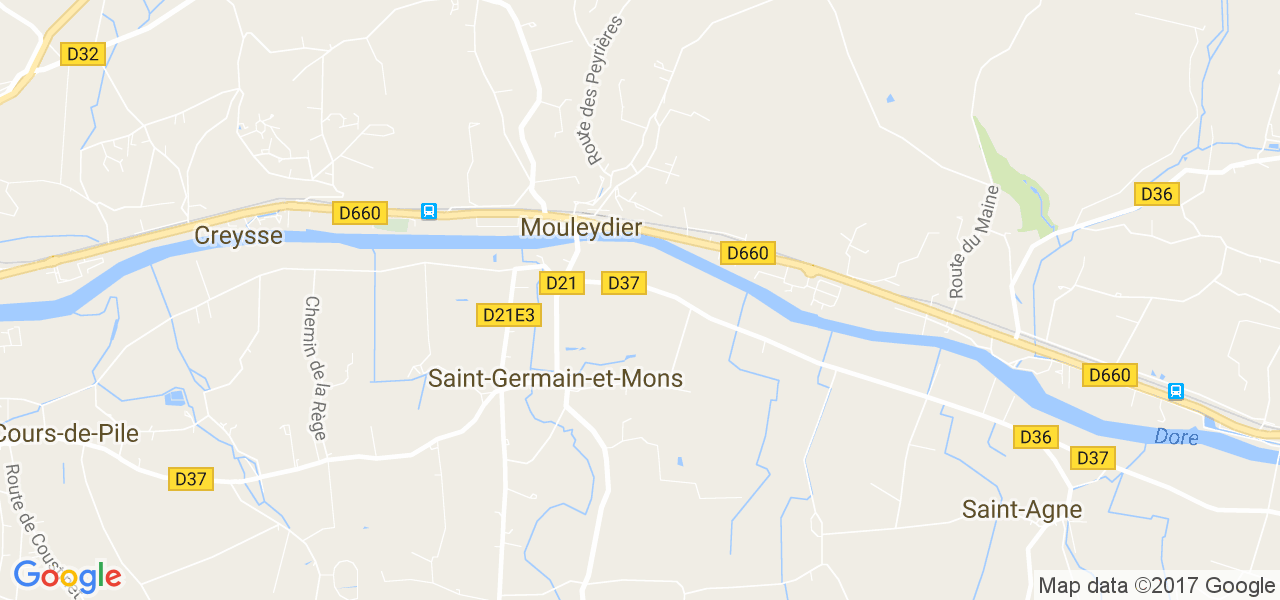 map de la ville de Mouleydier