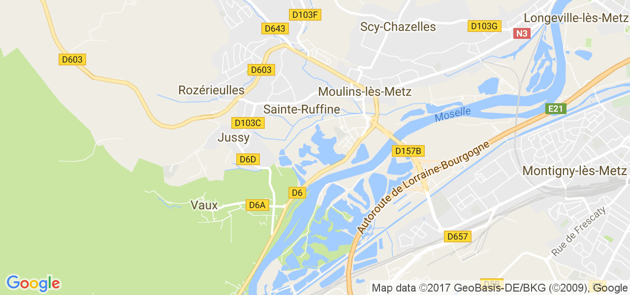 map de la ville de Moulins-lès-Metz