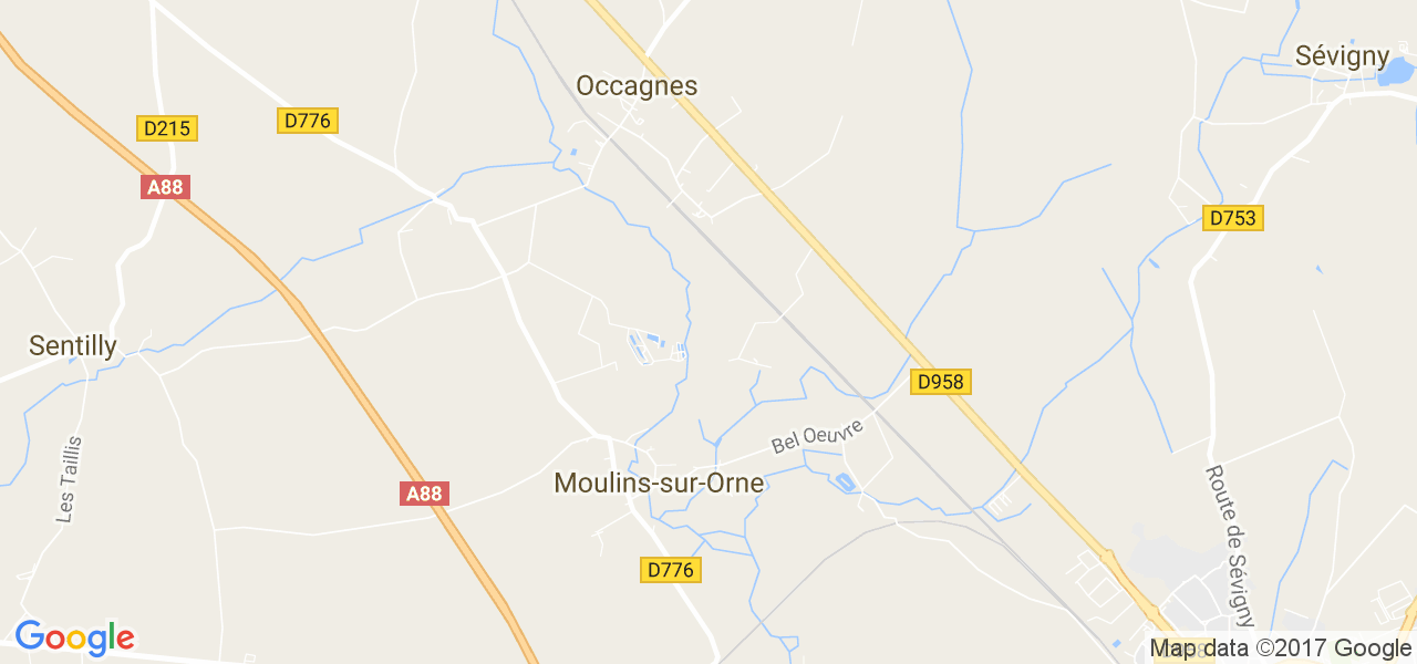 map de la ville de Moulins-sur-Orne