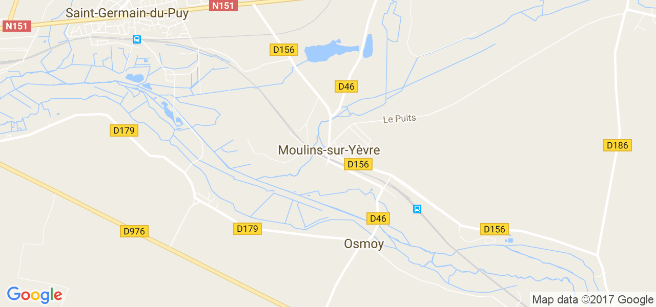 map de la ville de Moulins-sur-Yèvre