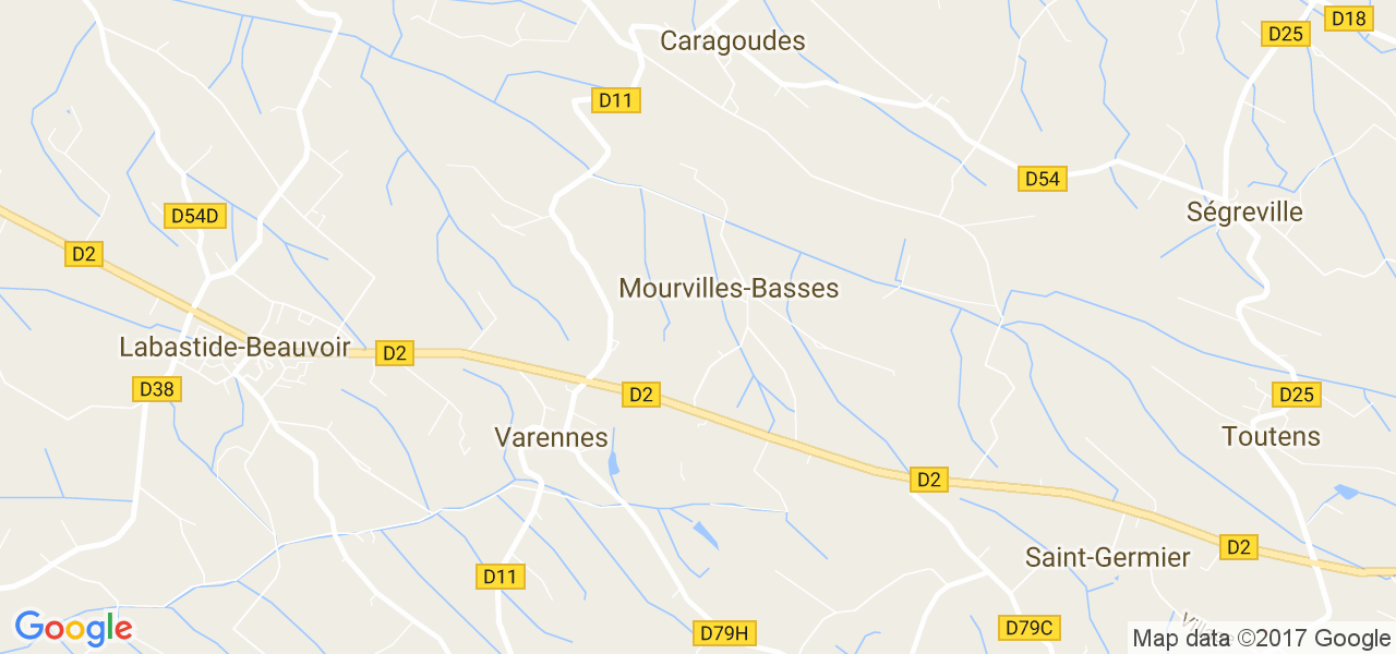 map de la ville de Mourvilles-Basses