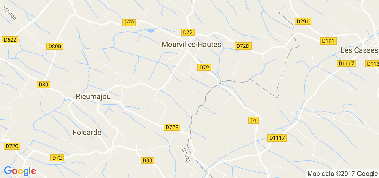 map de la ville de Mourvilles-Hautes