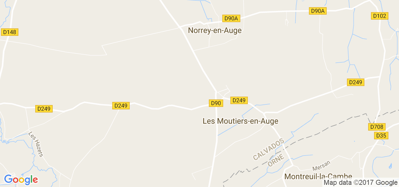 map de la ville de Moutiers-en-Auge