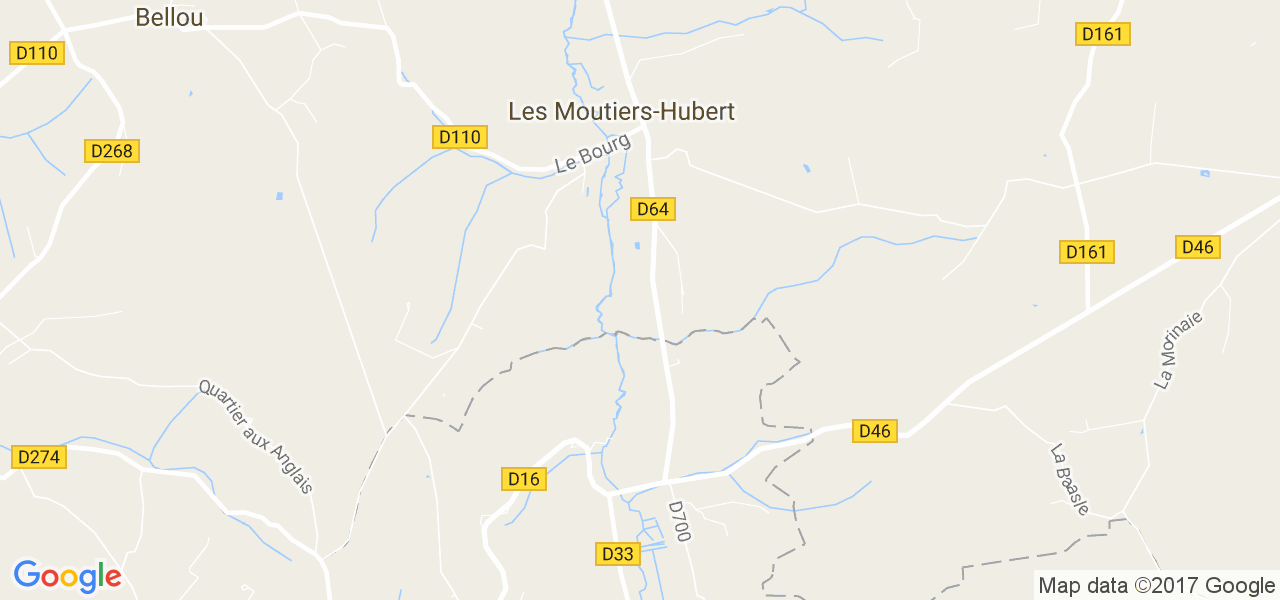 map de la ville de Moutiers-Hubert