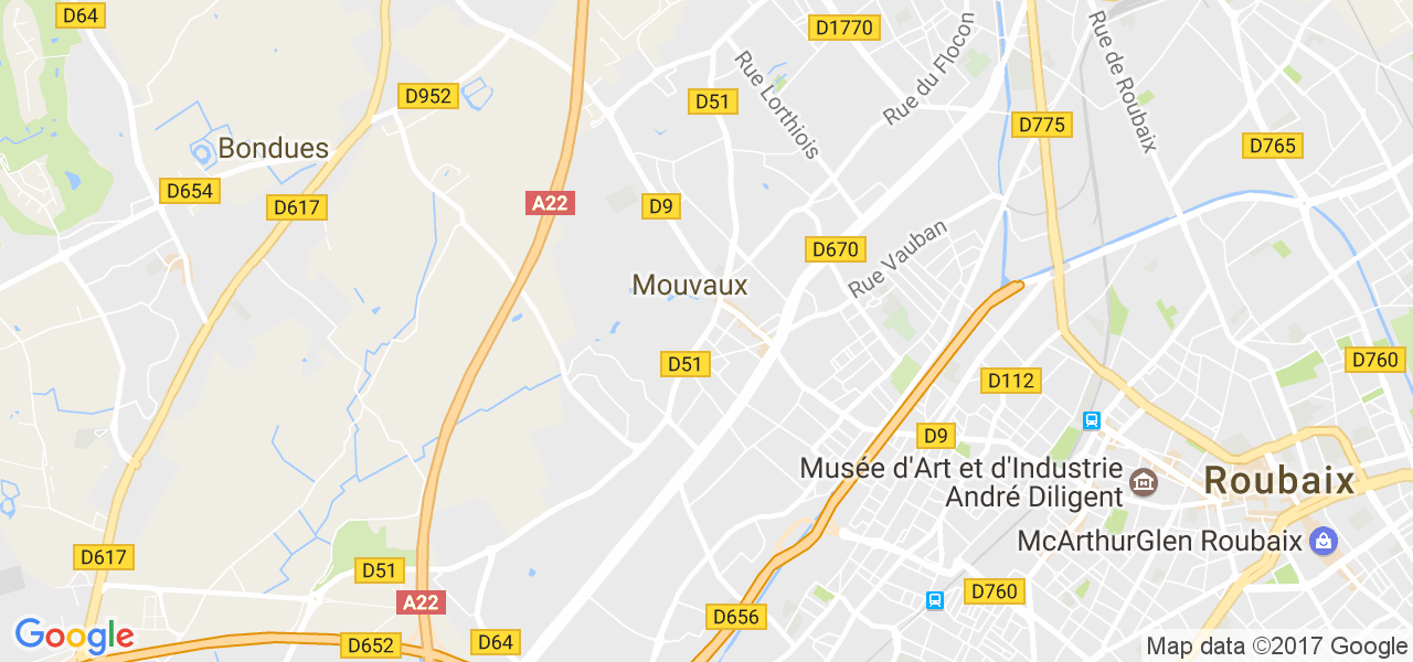 map de la ville de Mouvaux