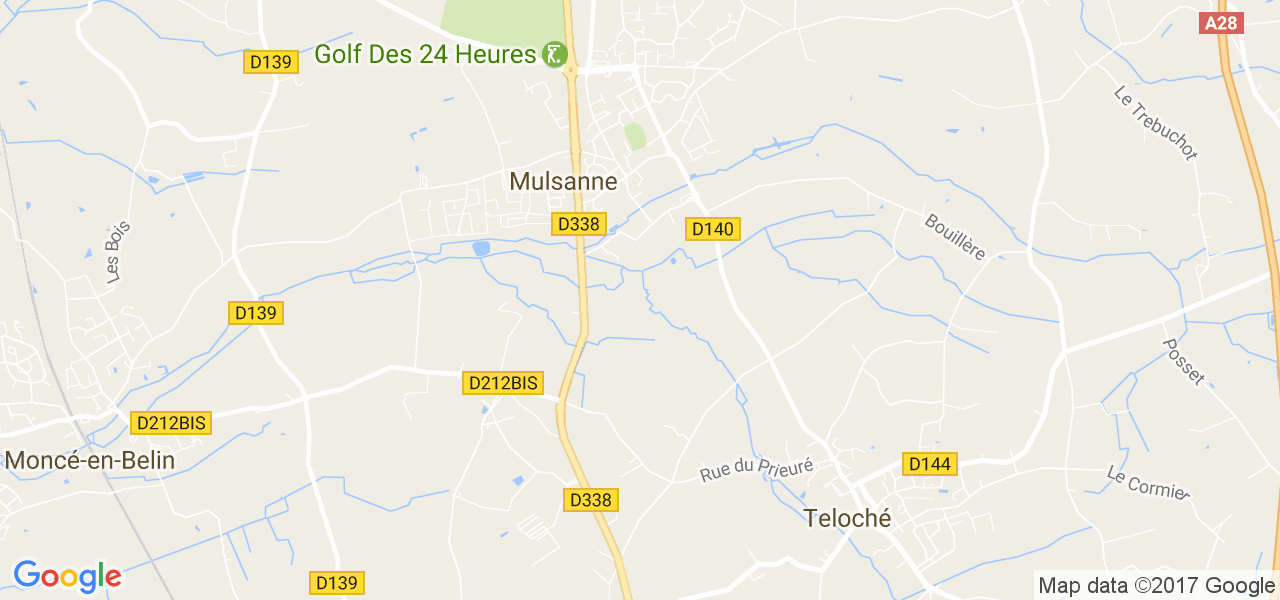 map de la ville de Mulsanne