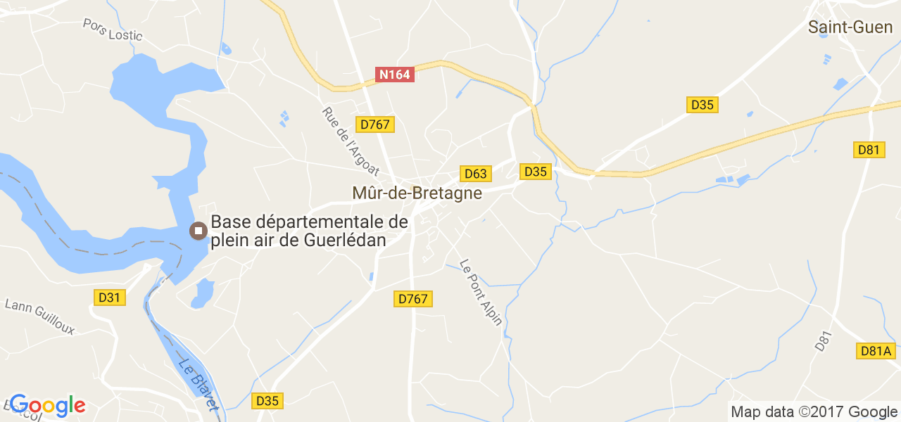 map de la ville de Mûr-de-Bretagne