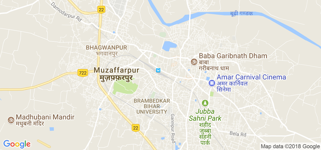 map of the city of Muzaffarpur