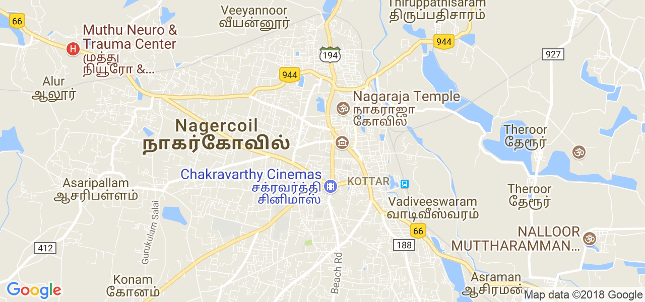 map de la ville de Nagercoil