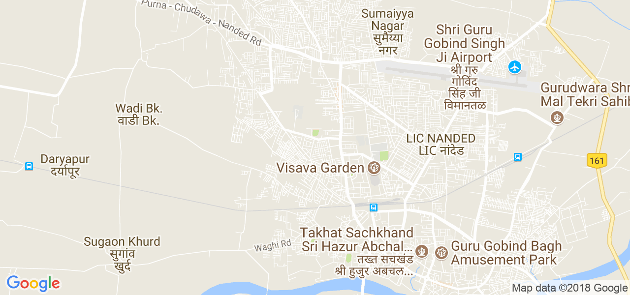 map of the city of Nanded