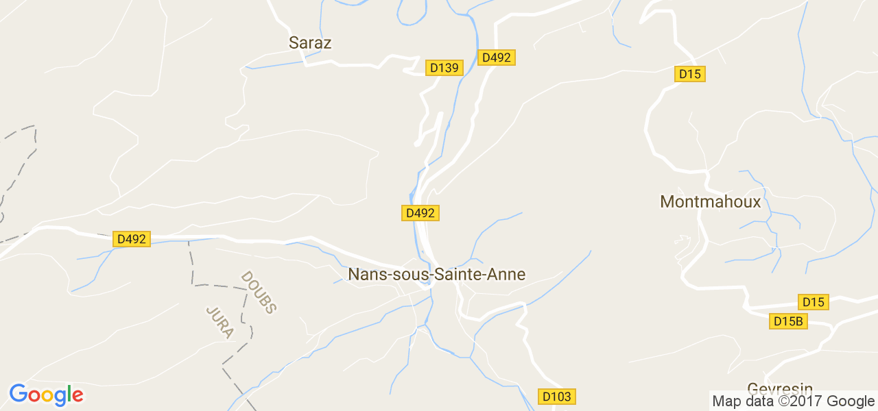 map de la ville de Nans-sous-Sainte-Anne