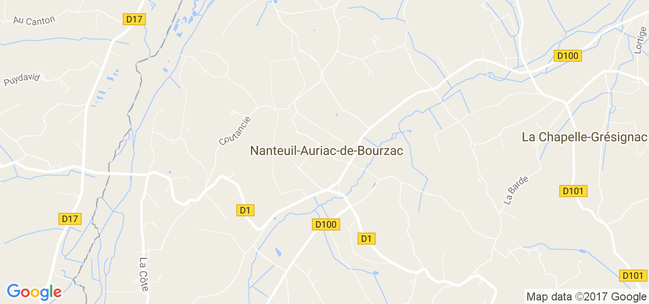 map de la ville de Nanteuil-Auriac-de-Bourzac