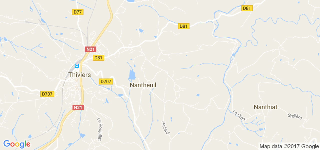 map de la ville de Nantheuil