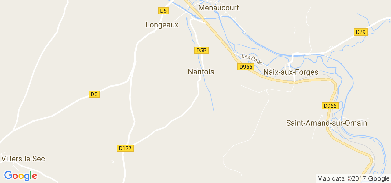 map de la ville de Nantois