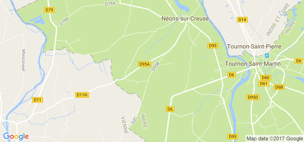 map de la ville de Néons-sur-Creuse