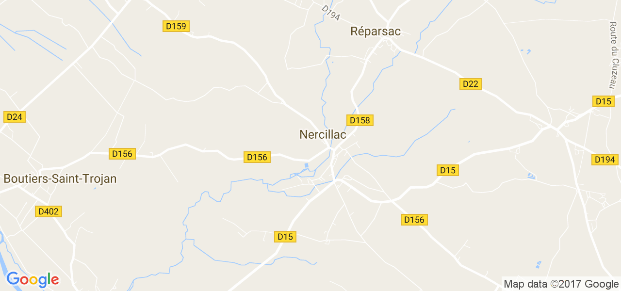 map de la ville de Nercillac