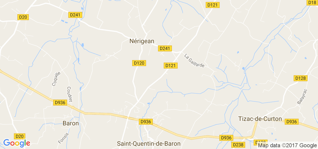 map de la ville de Nérigean