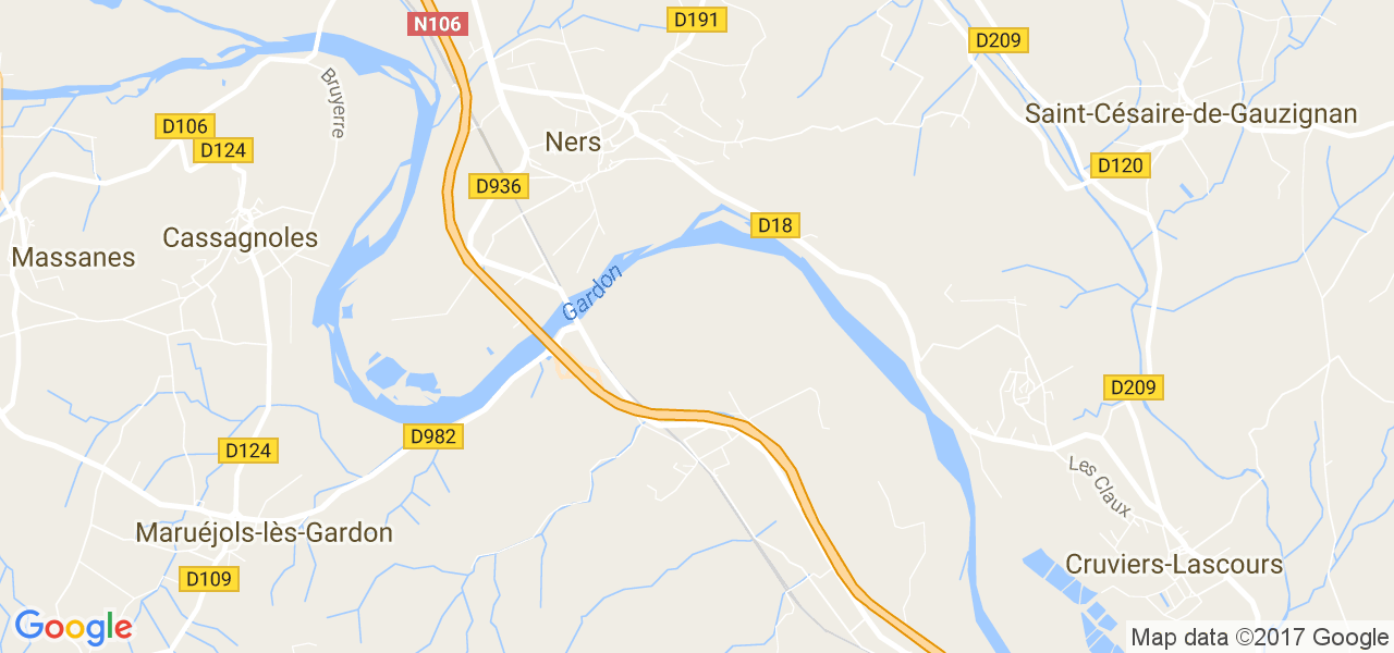 map de la ville de Ners