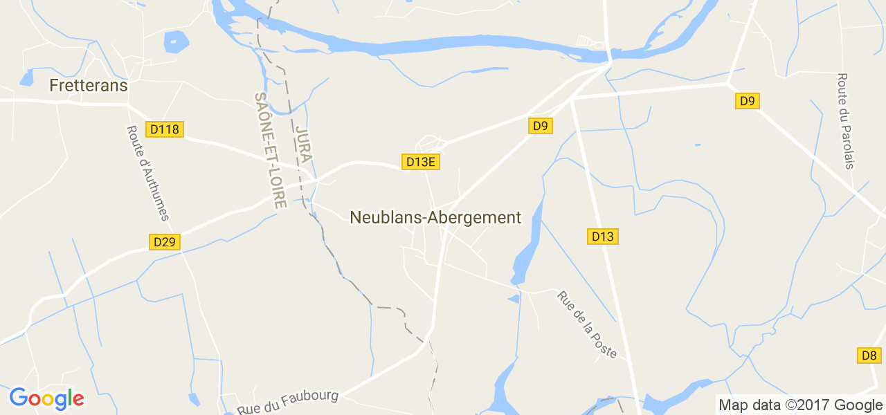 map de la ville de Neublans-Abergement