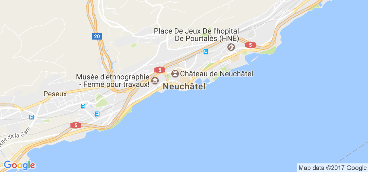 map de la ville de Neuchâtel