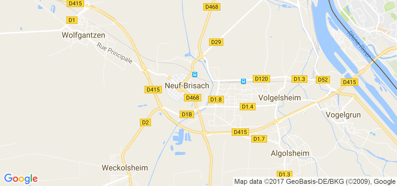 map de la ville de Neuf-Brisach