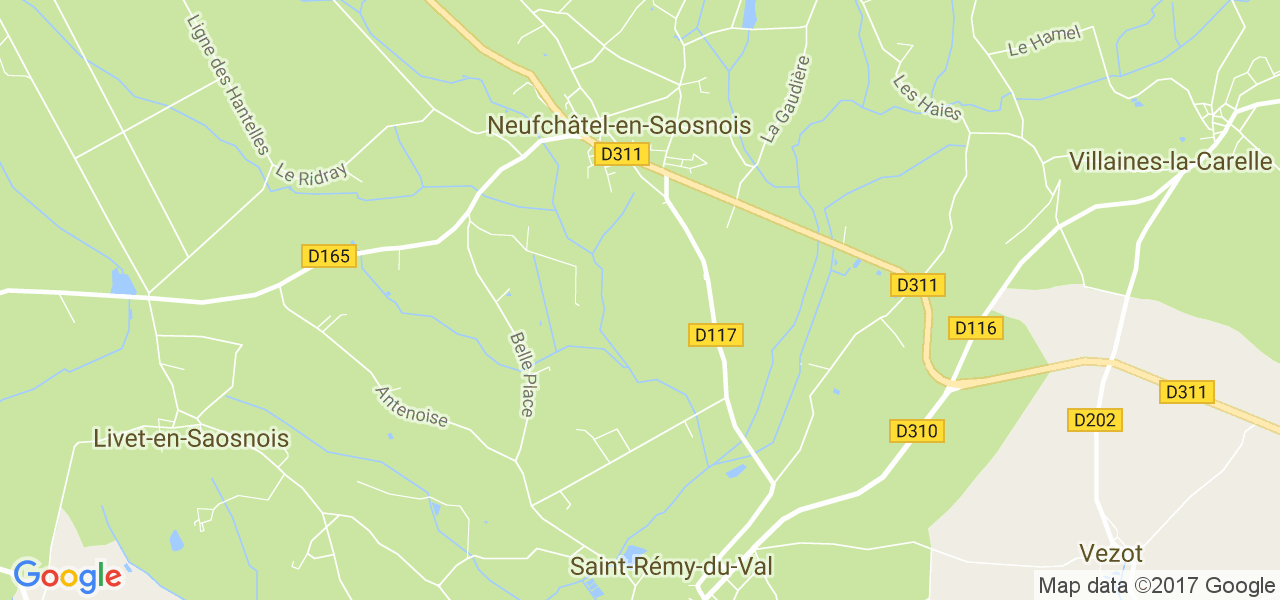 map de la ville de Neufchâtel-en-Saosnois