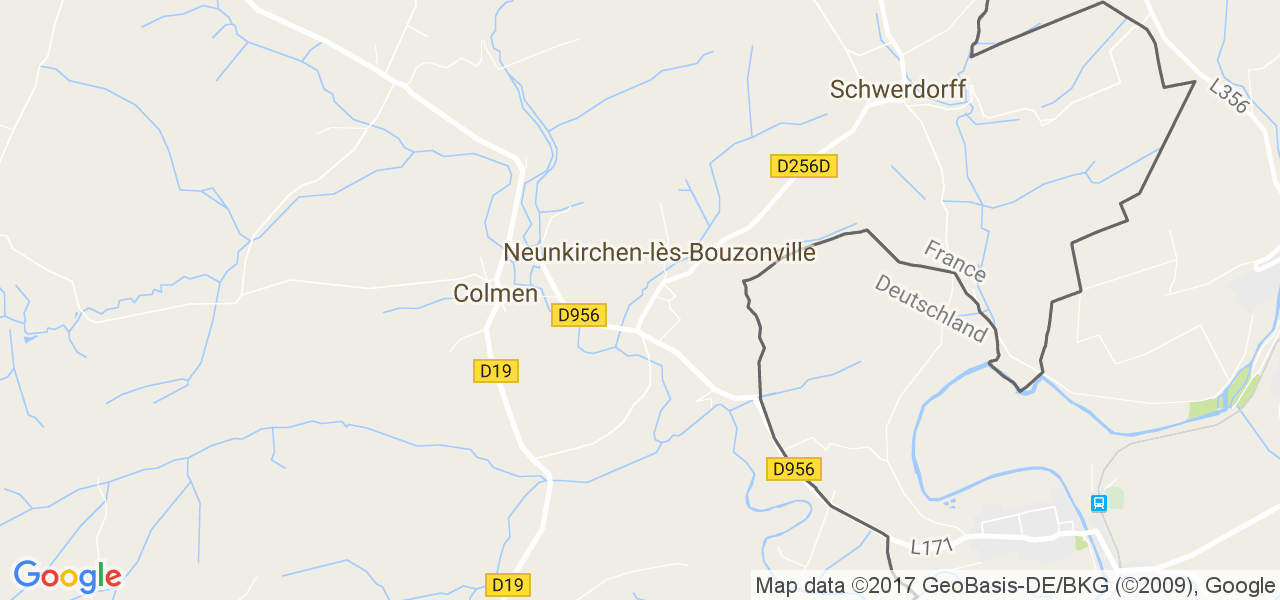 map de la ville de Neunkirchen-lès-Bouzonville