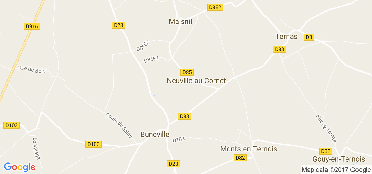 map de la ville de Neuville-au-Cornet