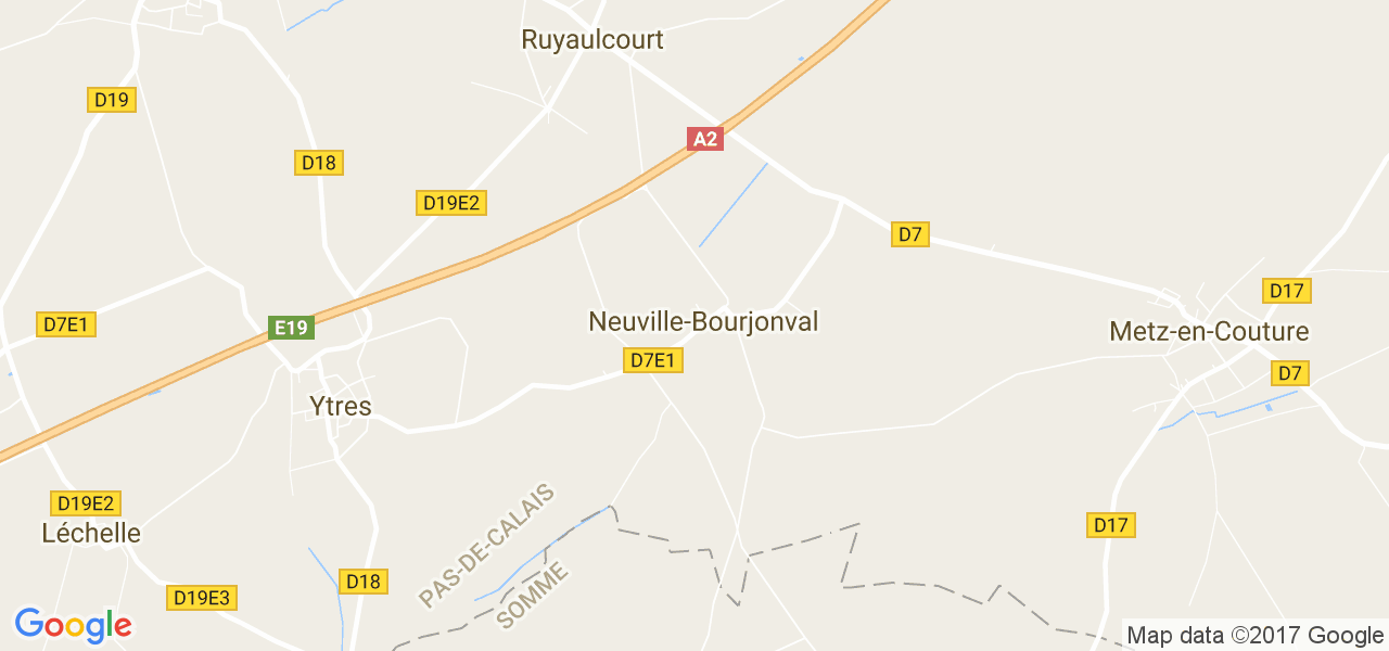 map de la ville de Neuville-Bourjonval