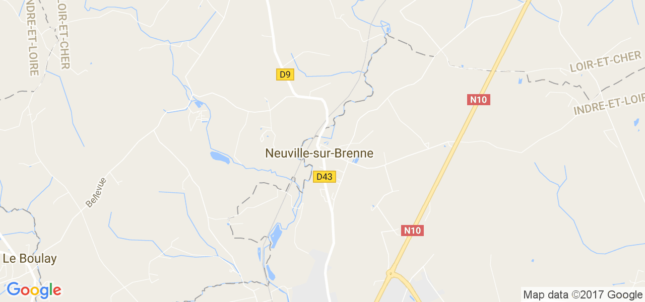 map de la ville de Neuville-sur-Brenne