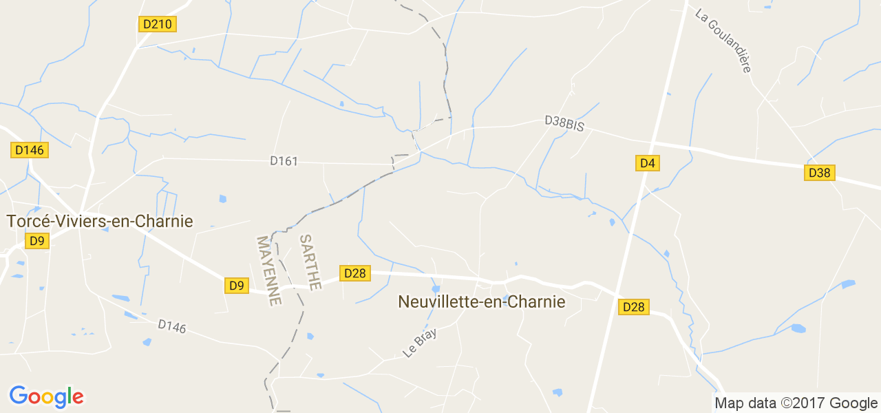 map de la ville de Neuvillette-en-Charnie