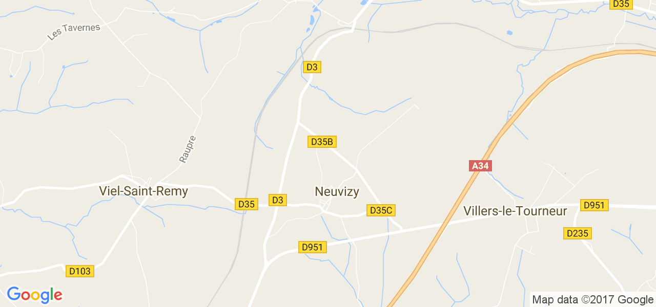 map de la ville de Neuvizy