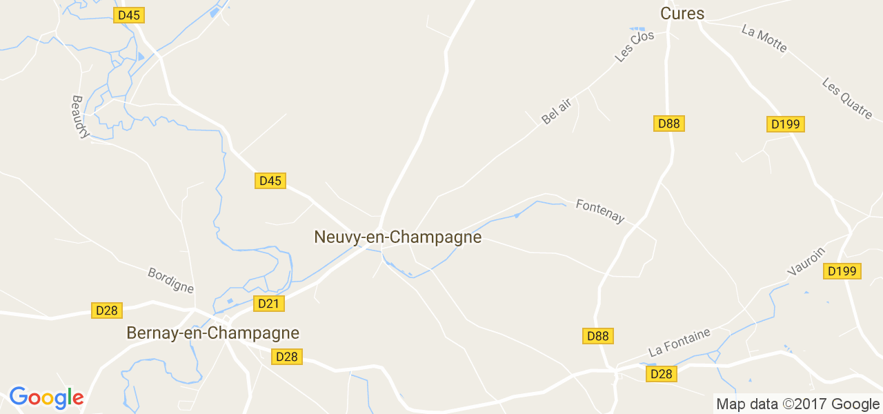 map de la ville de Neuvy-en-Champagne