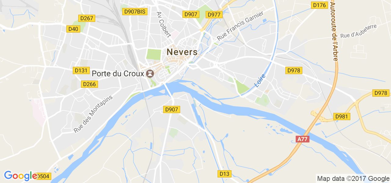 map de la ville de Nevers