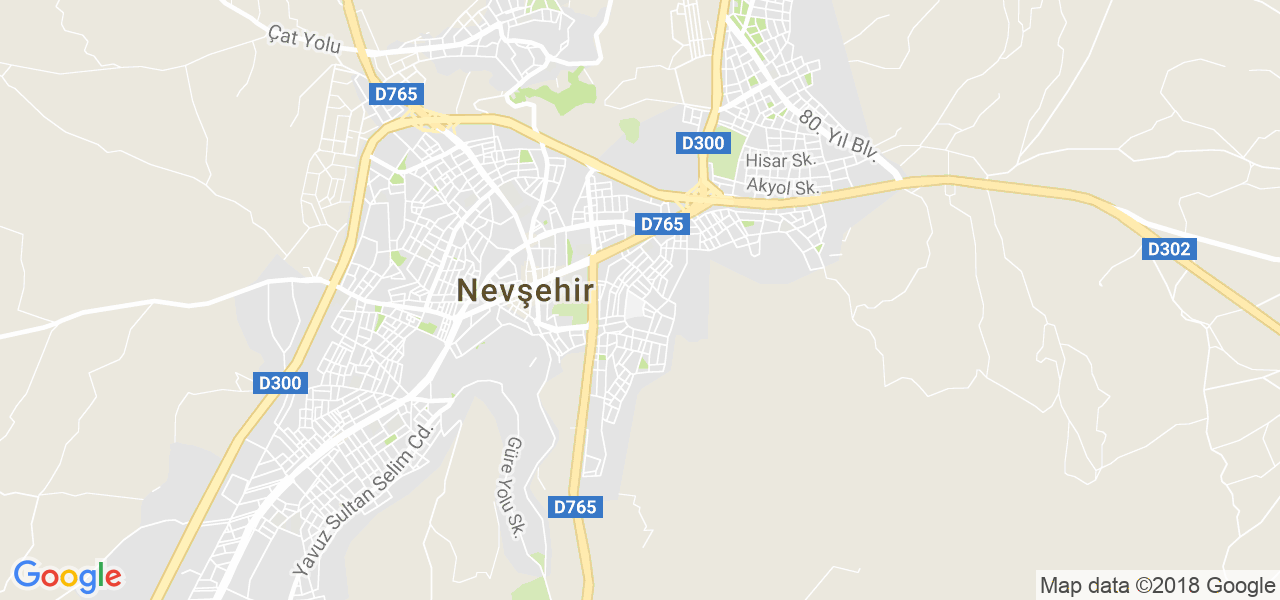 map of the city of Nevsehir