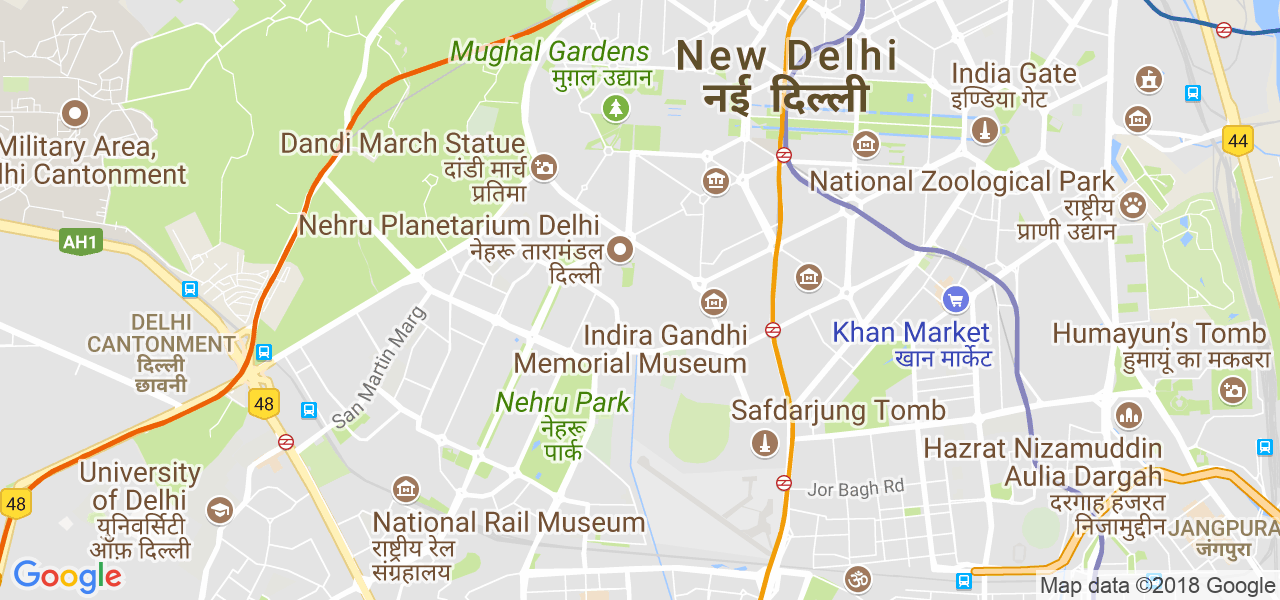 map of the city of New Delhi