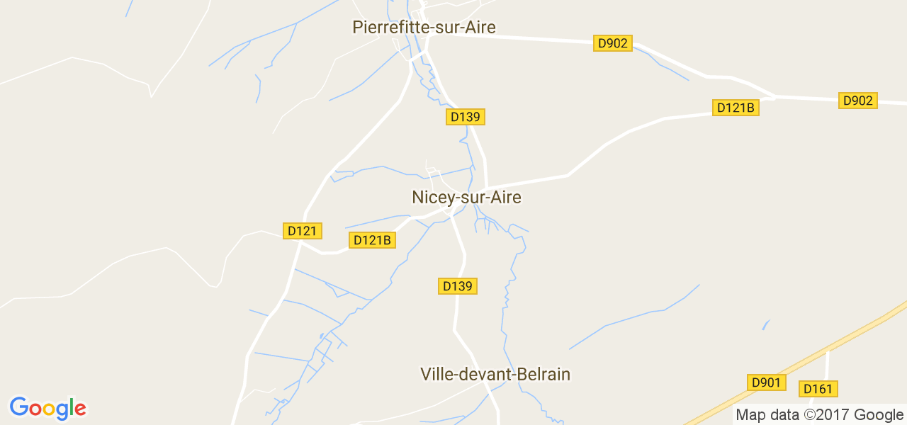 map de la ville de Nicey-sur-Aire