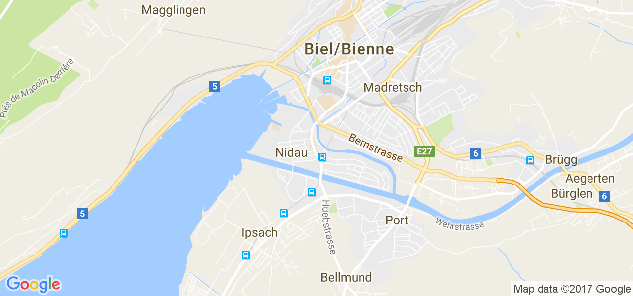 map de la ville de Nidau