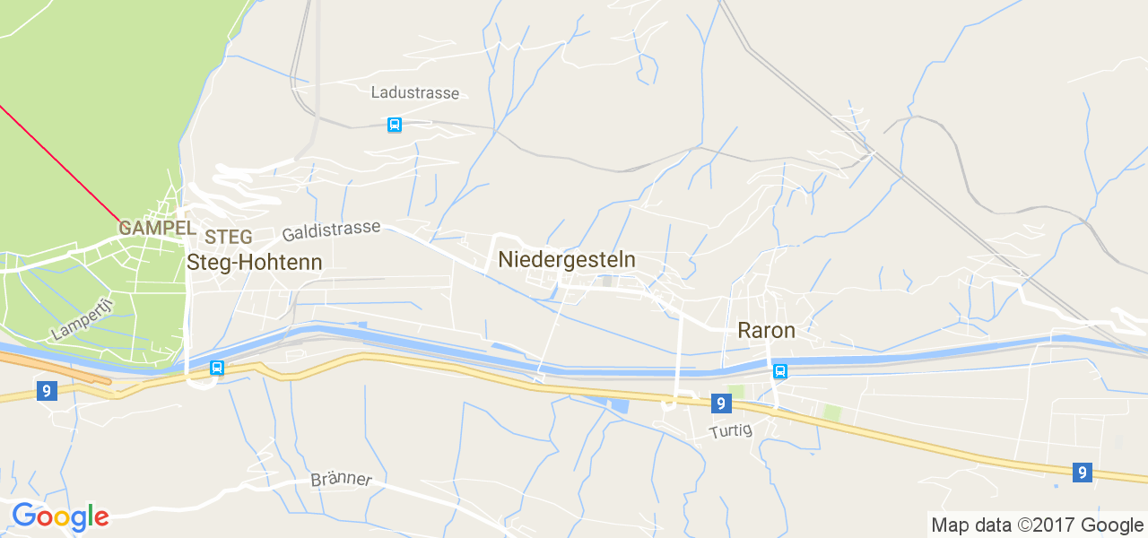 map de la ville de Niedergesteln