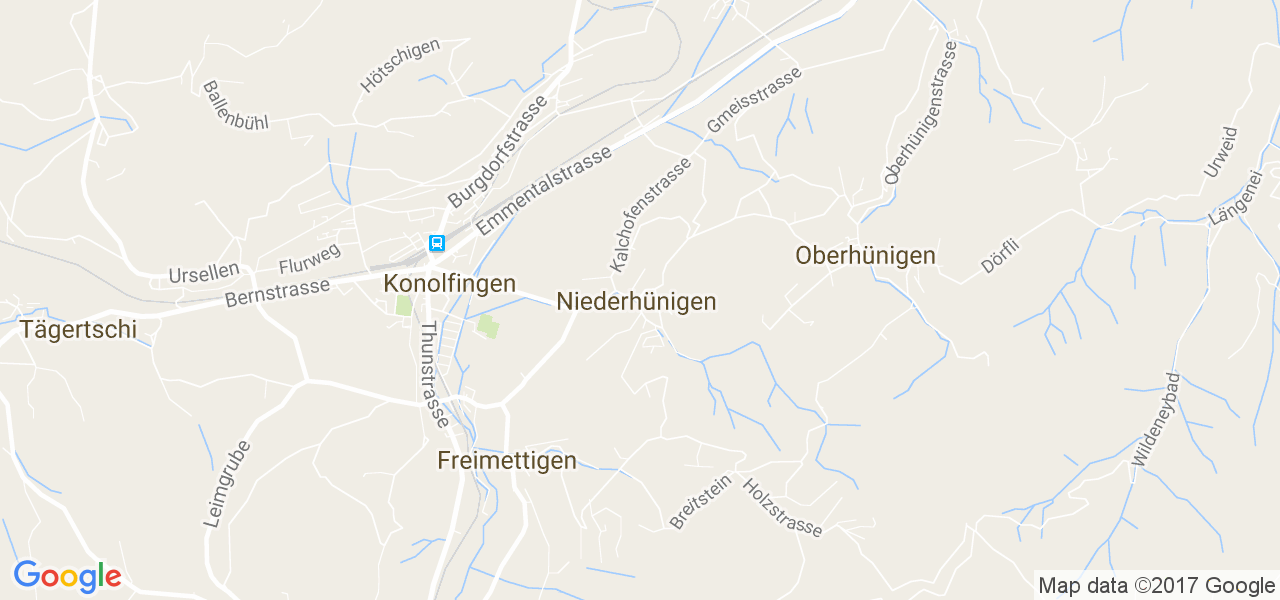 map de la ville de Niederhünigen