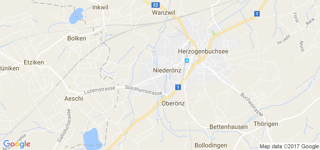 map de la ville de Niederönz