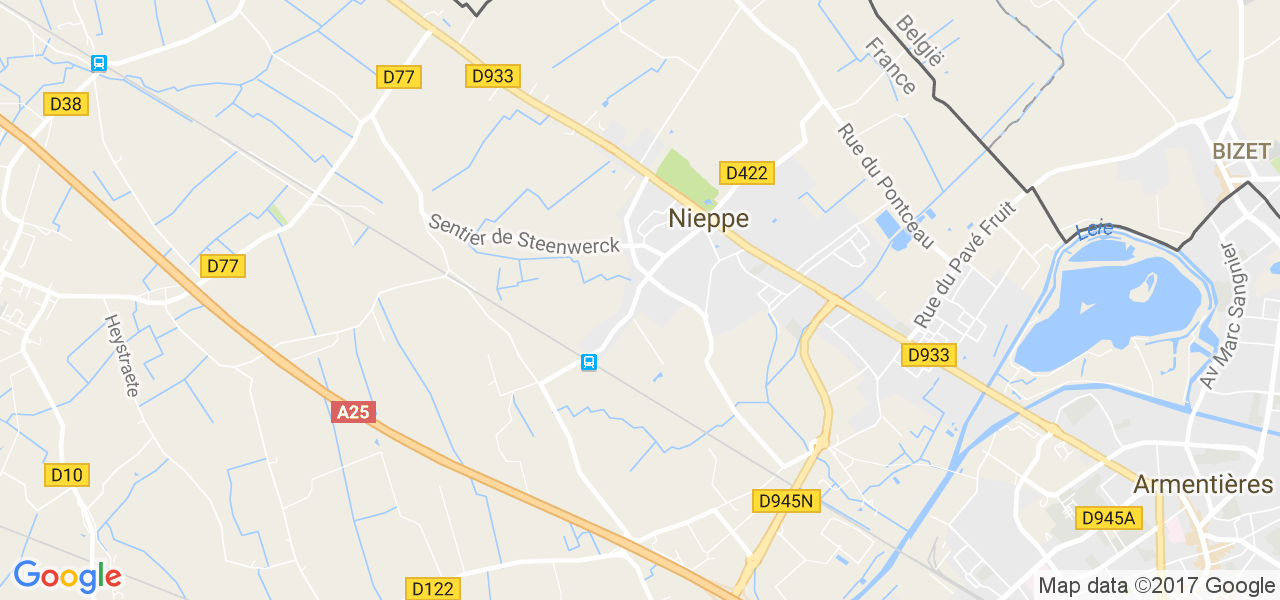 map de la ville de Nieppe