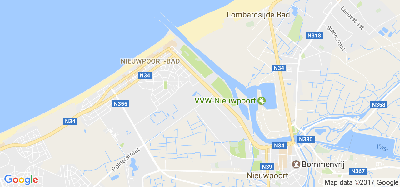 map de la ville de Nieuwpoort