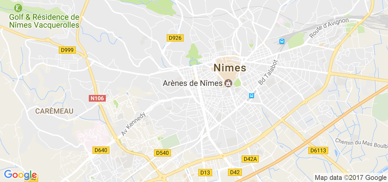 map de la ville de Nîmes