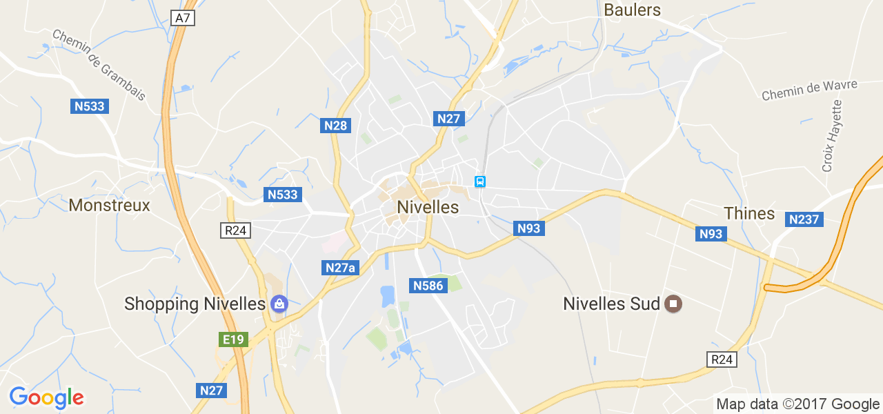 map de la ville de Nivelles