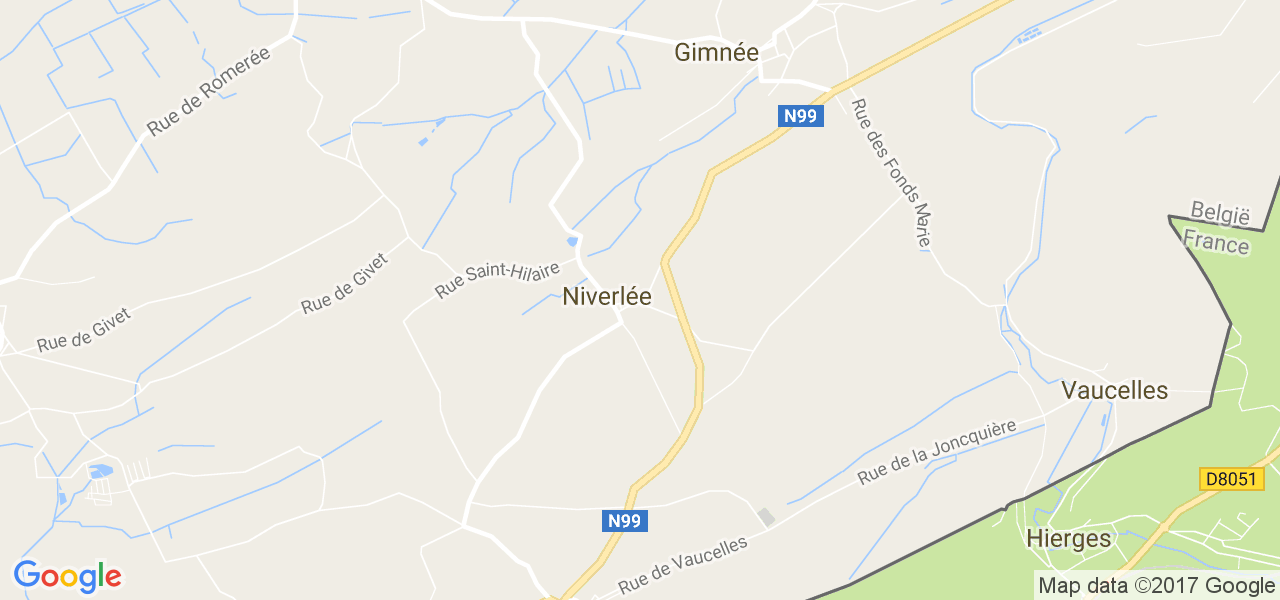 map de la ville de Niverlée