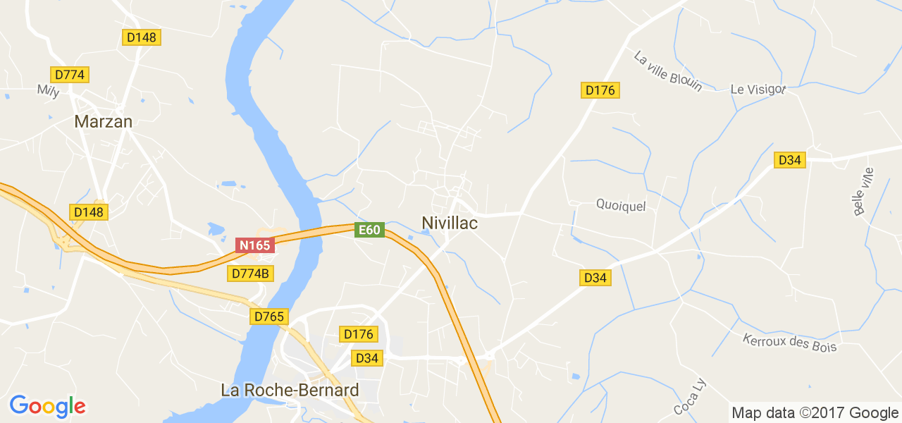 map de la ville de Nivillac